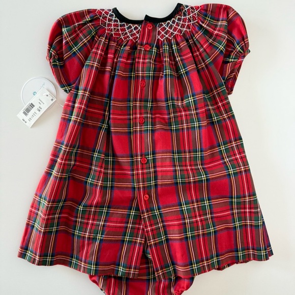 NWT Edgehill Collection Red Plaid Smocked Dress Size 12M - Picture 3 of 6